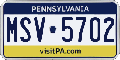 PA license plate MSV5702