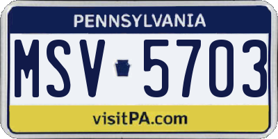 PA license plate MSV5703