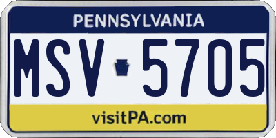 PA license plate MSV5705