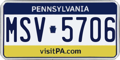 PA license plate MSV5706