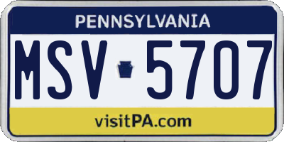 PA license plate MSV5707