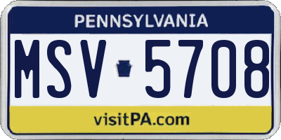 PA license plate MSV5708