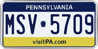 PA license plate MSV5709