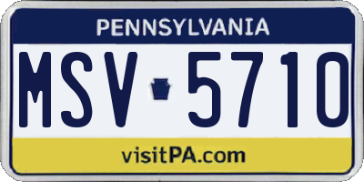 PA license plate MSV5710