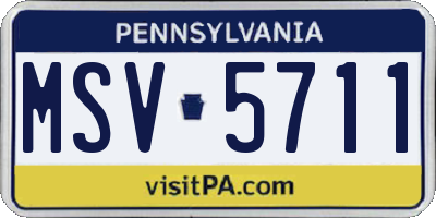 PA license plate MSV5711