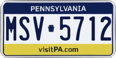 PA license plate MSV5712