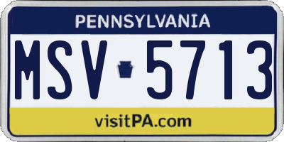 PA license plate MSV5713