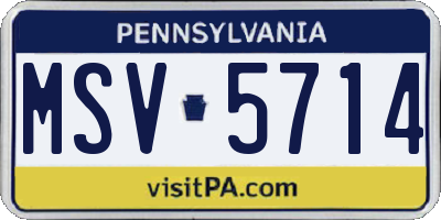 PA license plate MSV5714