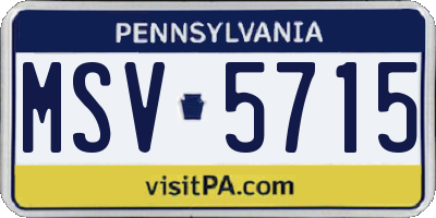PA license plate MSV5715
