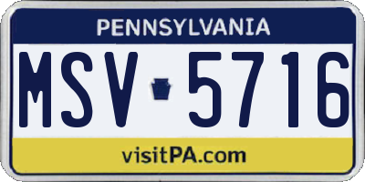 PA license plate MSV5716
