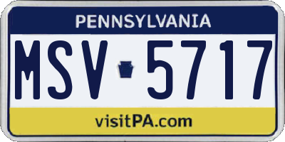 PA license plate MSV5717