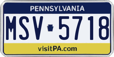 PA license plate MSV5718