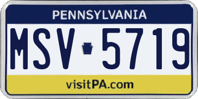 PA license plate MSV5719