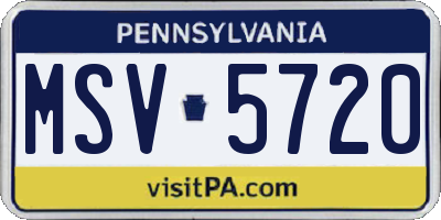 PA license plate MSV5720