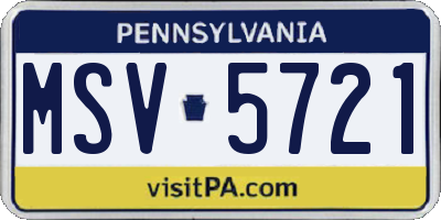 PA license plate MSV5721