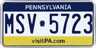 PA license plate MSV5723
