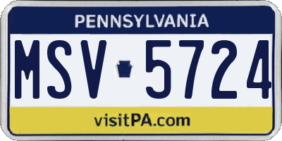 PA license plate MSV5724