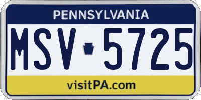 PA license plate MSV5725