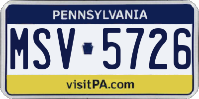 PA license plate MSV5726
