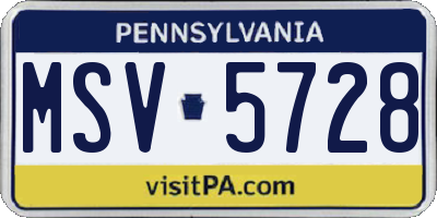 PA license plate MSV5728
