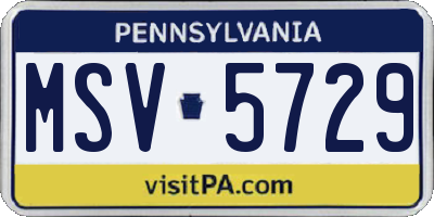 PA license plate MSV5729