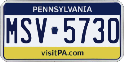 PA license plate MSV5730