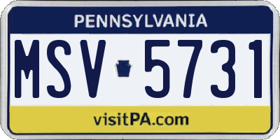 PA license plate MSV5731