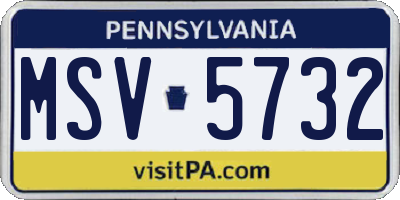 PA license plate MSV5732
