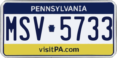 PA license plate MSV5733