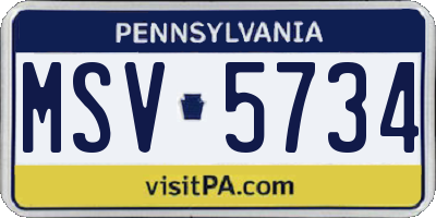 PA license plate MSV5734