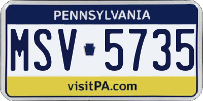 PA license plate MSV5735