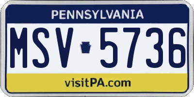 PA license plate MSV5736