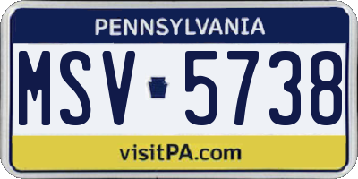 PA license plate MSV5738