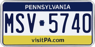 PA license plate MSV5740