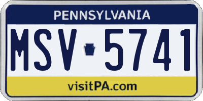PA license plate MSV5741