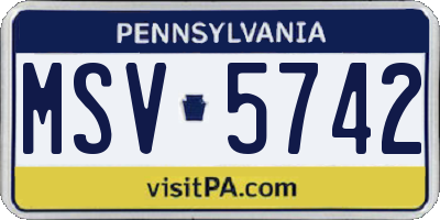 PA license plate MSV5742