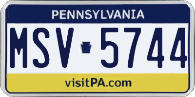 PA license plate MSV5744