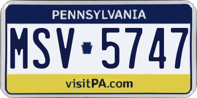 PA license plate MSV5747