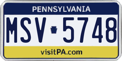PA license plate MSV5748