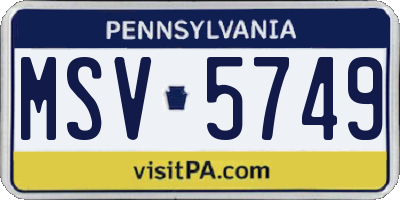 PA license plate MSV5749