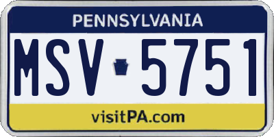 PA license plate MSV5751