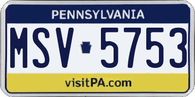 PA license plate MSV5753