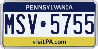 PA license plate MSV5755