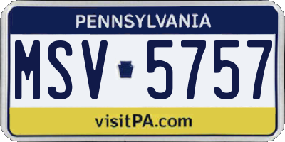 PA license plate MSV5757