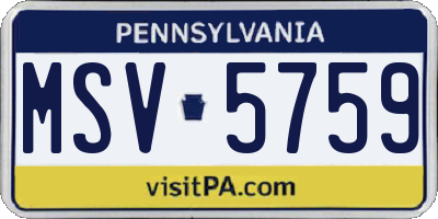 PA license plate MSV5759