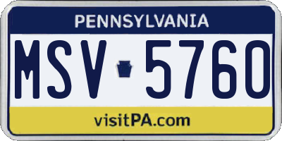 PA license plate MSV5760