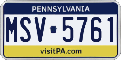 PA license plate MSV5761