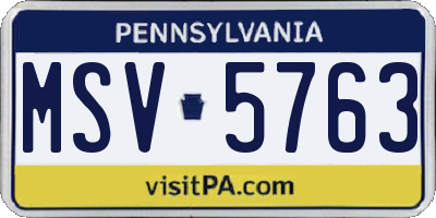 PA license plate MSV5763