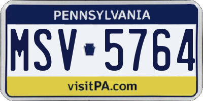 PA license plate MSV5764