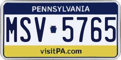 PA license plate MSV5765